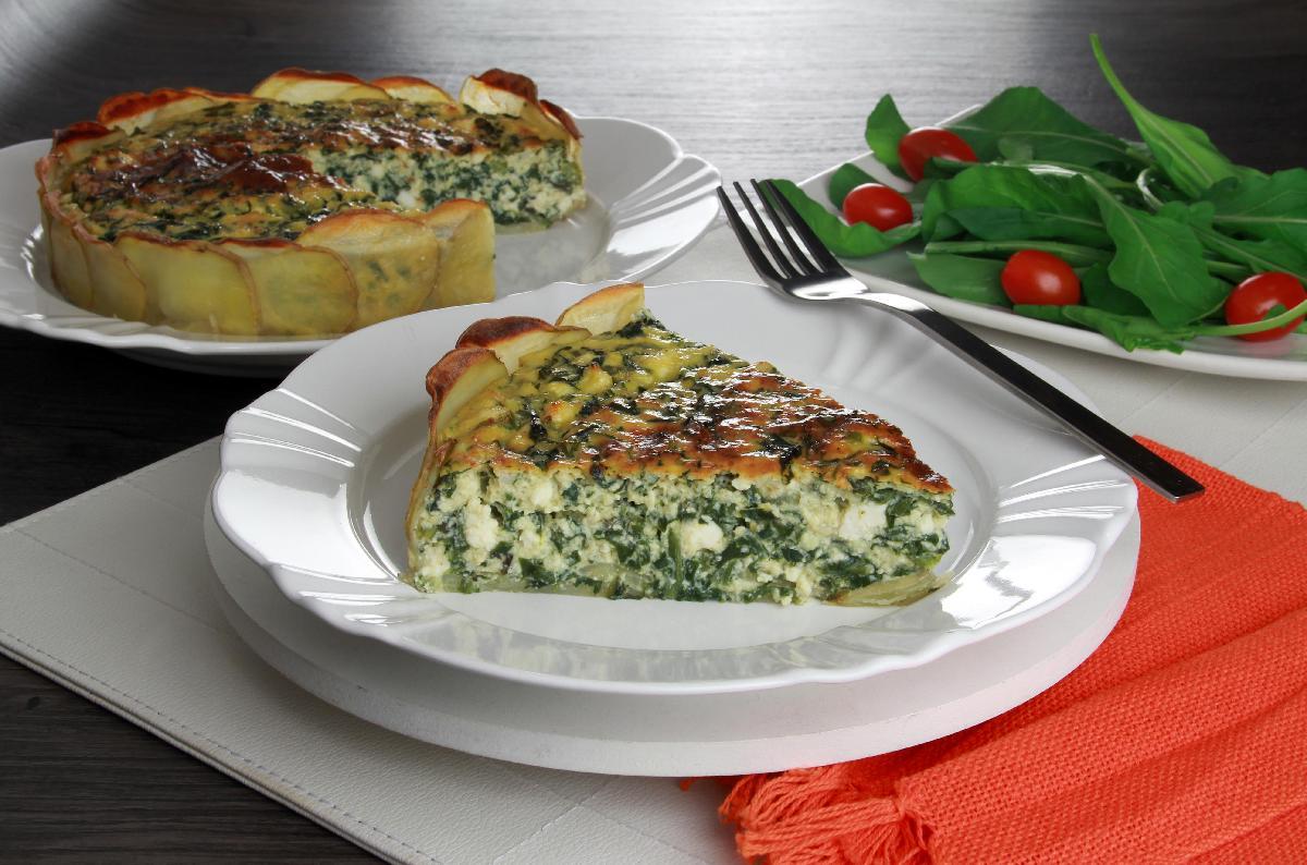 Torta de batata, espinafre e ricota 