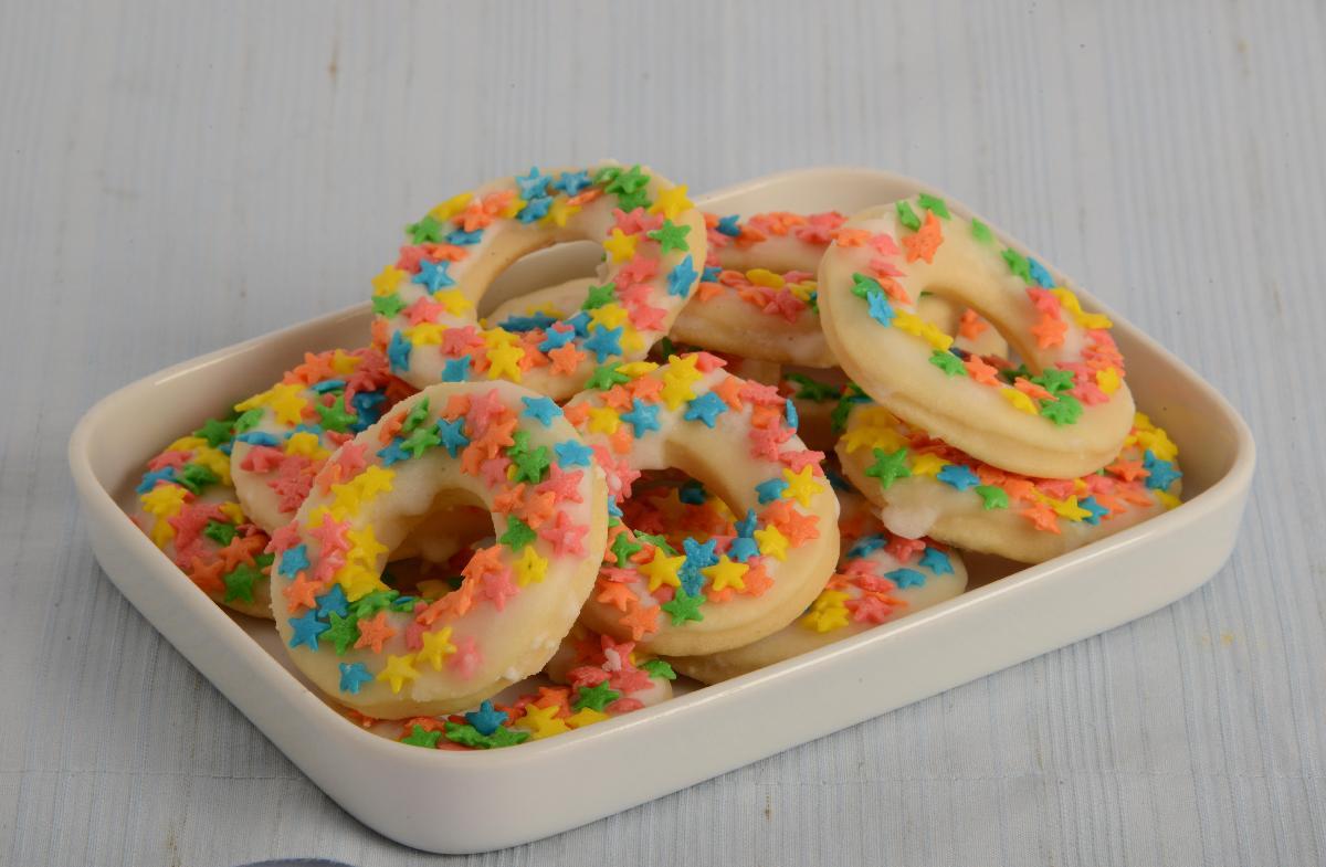 Rosquinha de baunilha colorida 