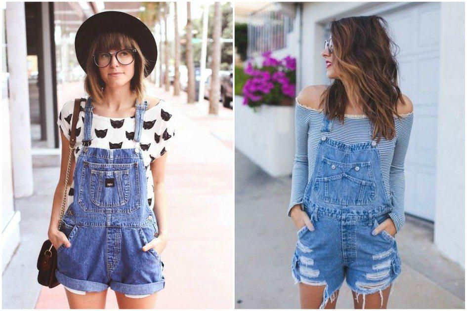 Jardineira jeans curta é tendência para o verão 