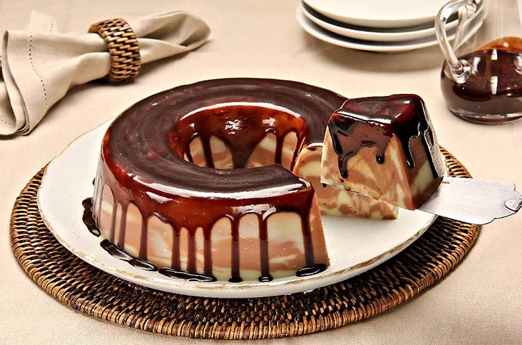 Receita de pudim mesclado de chocolate 