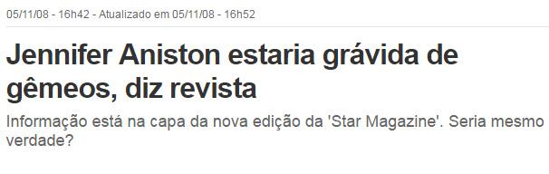 Boato de gravidez Jennifer Aniston