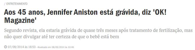 Boato de gravidez Jennifer Aniston