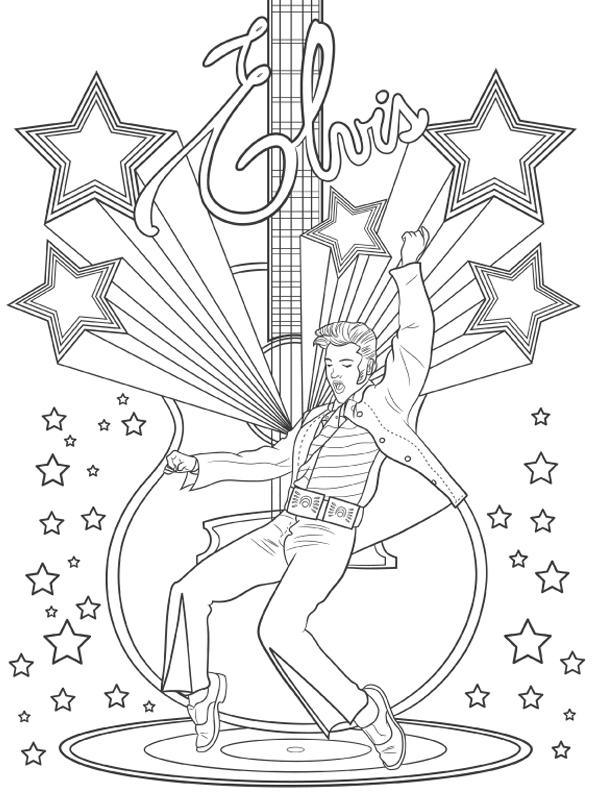 Pôster Elvins Presley para colorir - arteterapia