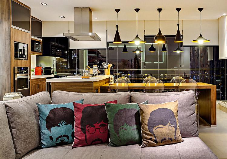 almofadas beatles sofa sala marrom