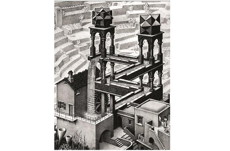 maurits cornelius escher waterfall cachoeira moinho ilusao otica