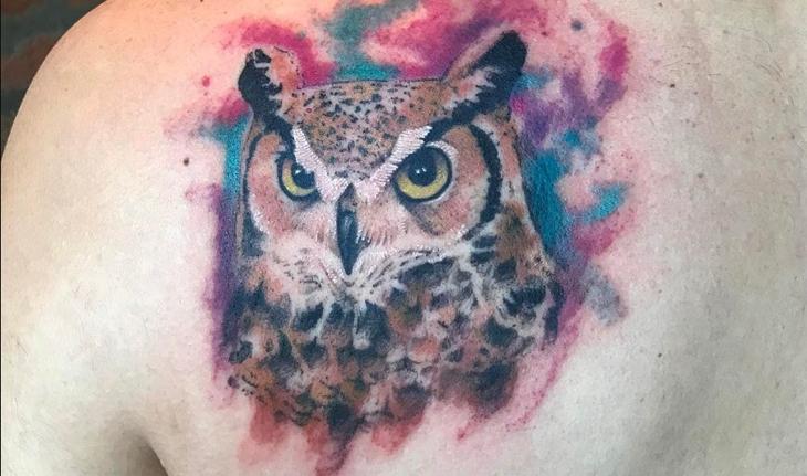 tatuagem aquarela de coruja