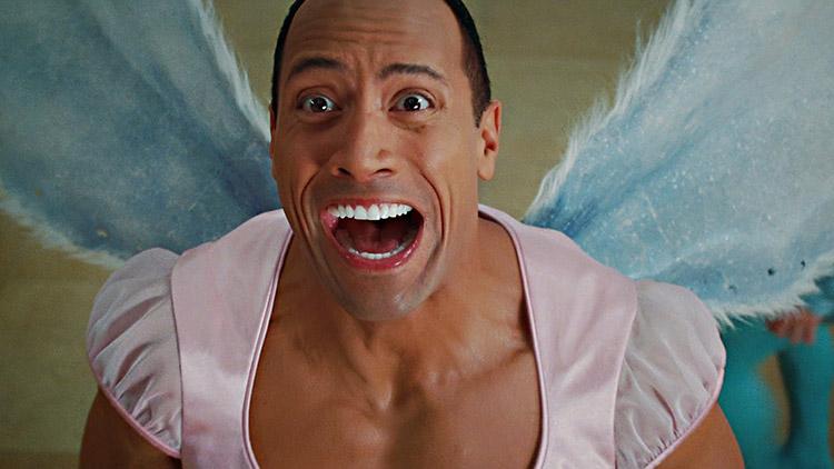 Dwayne Johnson, fada do dente, vestido rosa, asas