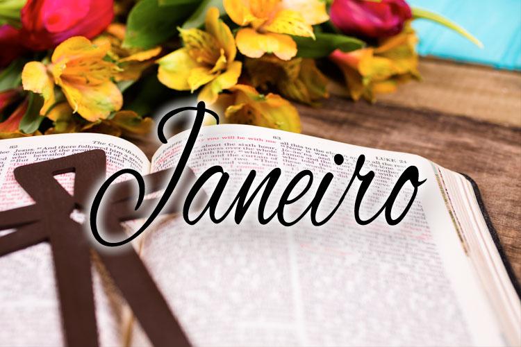 bíblia, cruz, flores e janeiro