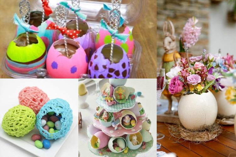 Decoração de Páscoa com ovos quebrados