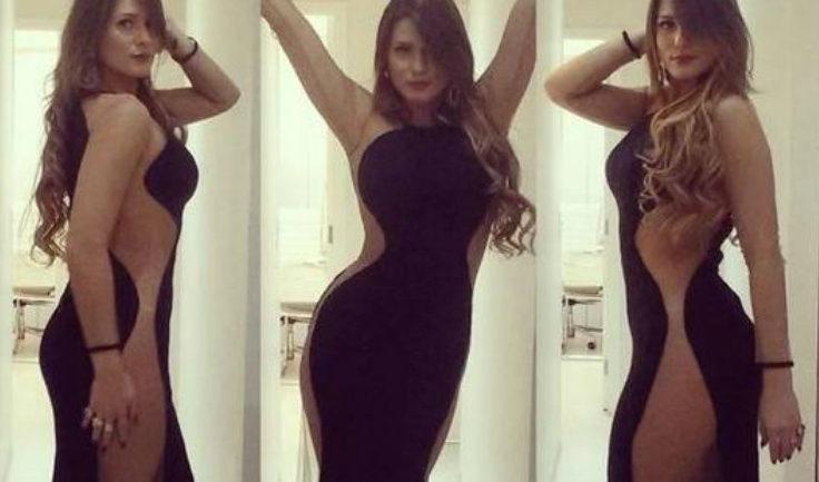 Montagem de 3 fotos da Lívia Andrade usando o illusion dress