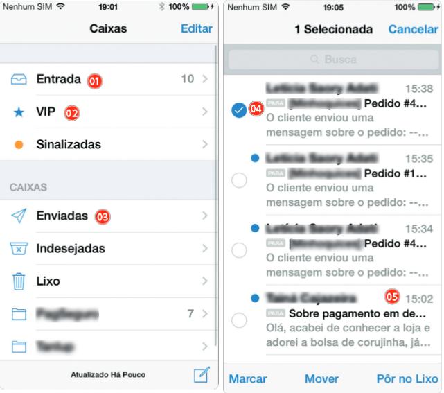print tela smartphone iphone aplicativo mail detalhes da tela