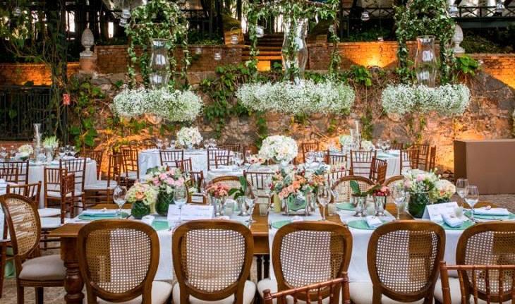 Salão de jantar em festa de casamento