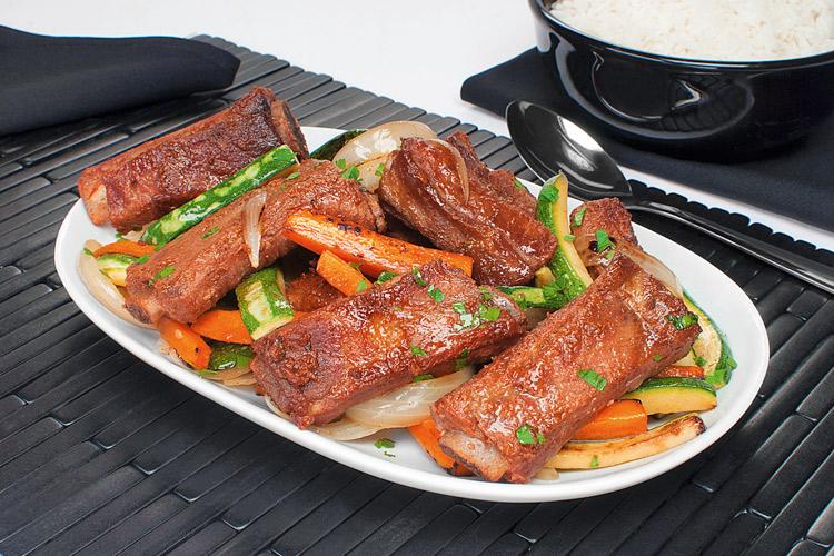 Costela assada com legumes