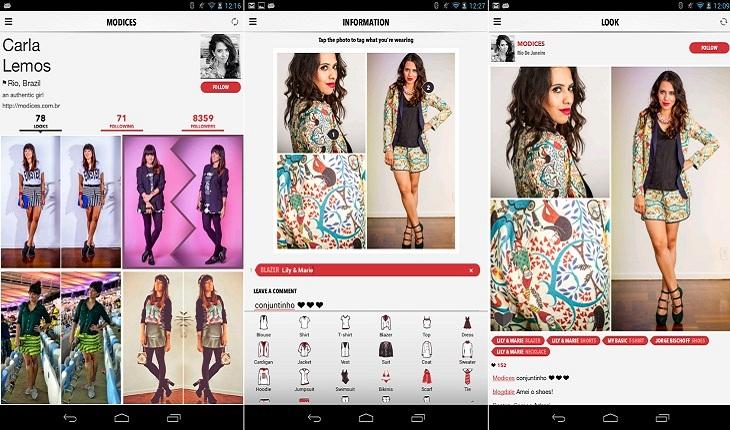 print de três telas de um smarpthone android com imagens do aplicativo dujour