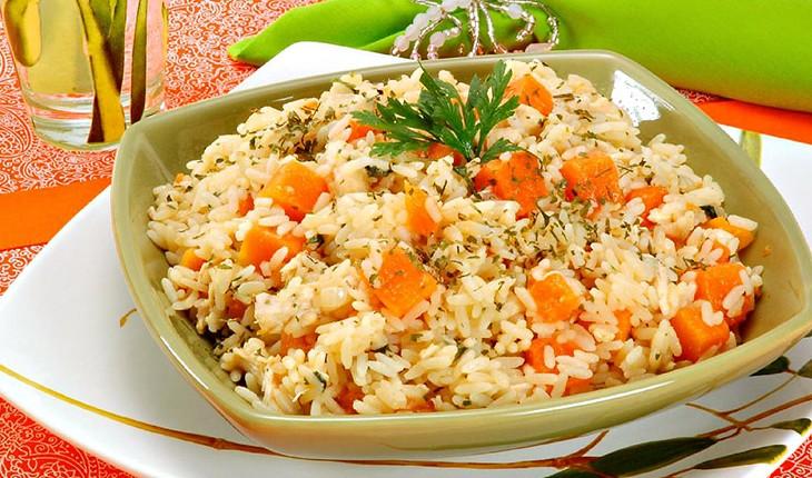 RISOTO DE ABÓBORA COM FRANGO.