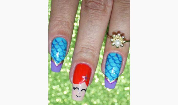 unhas decoradas da Disney A Pequena Sereia Pinterest