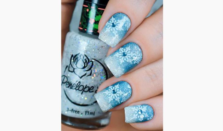 unhas decoradas da Disney Frozen Flocos de Neve Pinterest