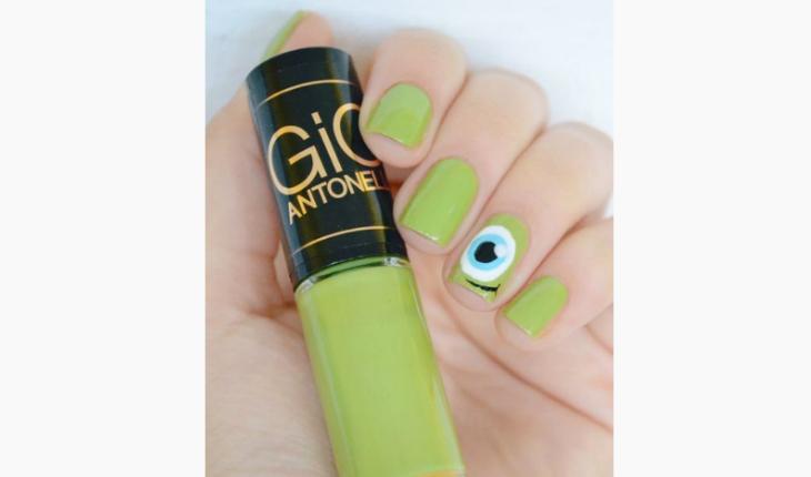 unhas decoradas da Disney Monstros S.A Mike Pinterest