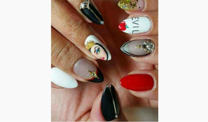 unhas decoradas da Disney Rainha Má da branca de neve pinterest