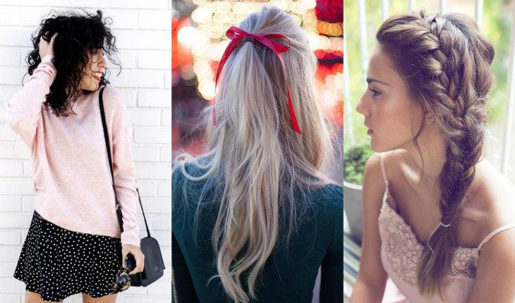 estilo girly cabelo solto semipreso com laço e trança lateral pinterest
