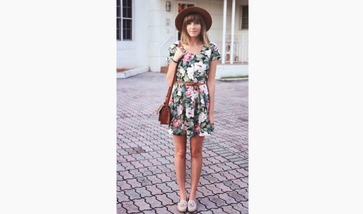estilo girly vestido floral com cinto fino pinterest