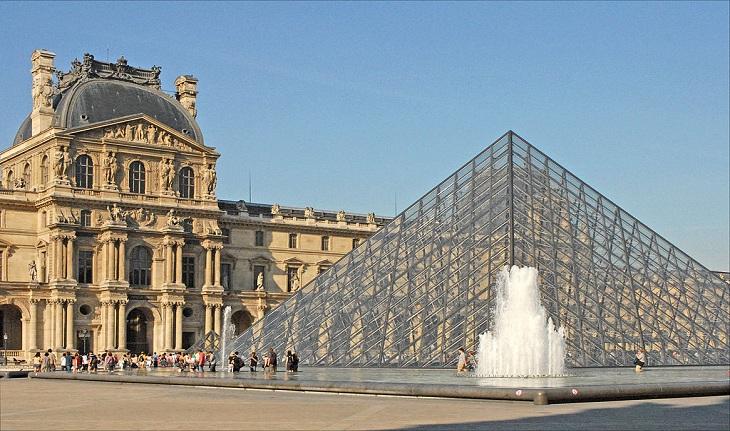 Fotografia da fachada do Museu do Louvre