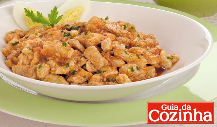 Foto com a receita de picadinho de porco
