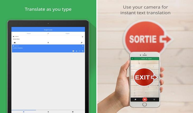print de duas telas de um tablet ipad com imagens do aplicativo google translate