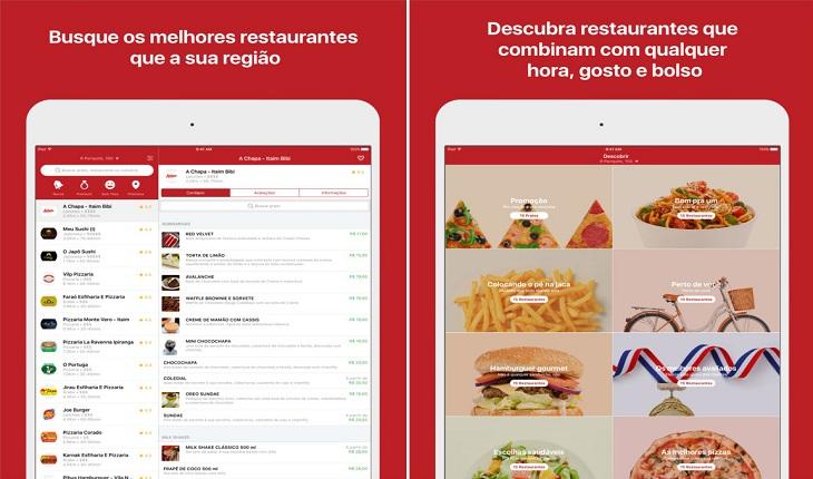 print de duas telas de um tablet ipad com imagens do aplicativo ifood
