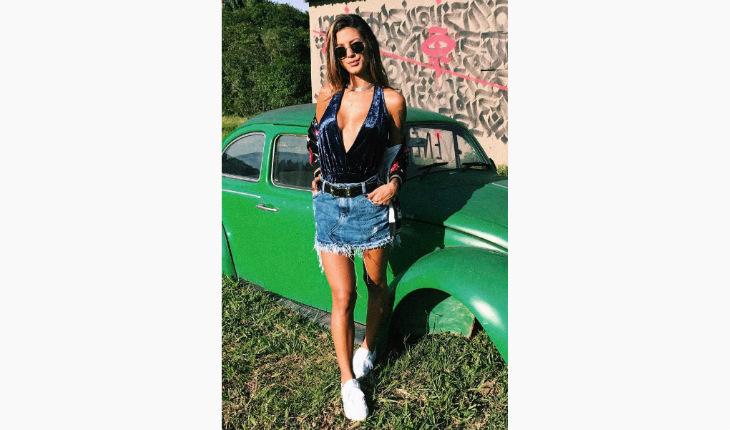 Giordana Serrano vestido longo azul turquesa com fenda instagram