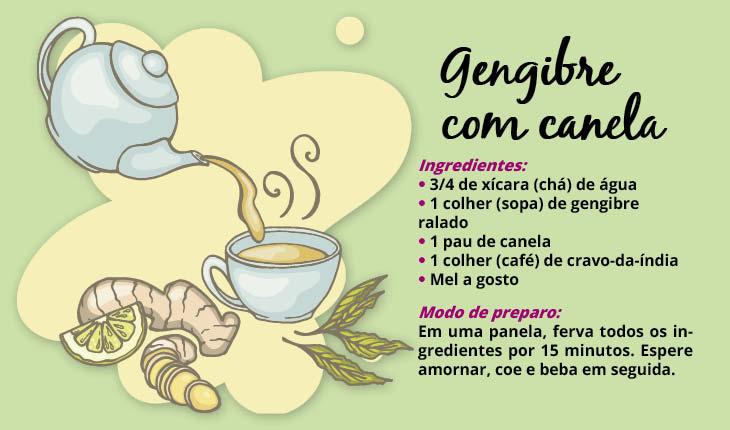 receita de chá com gengibre poderoso e outros ingredientes.