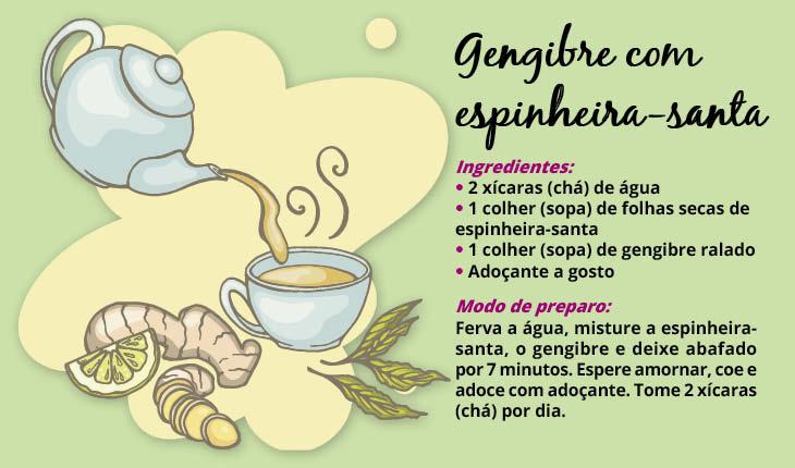 receita de chá com gengibre poderoso e outros ingredientes.