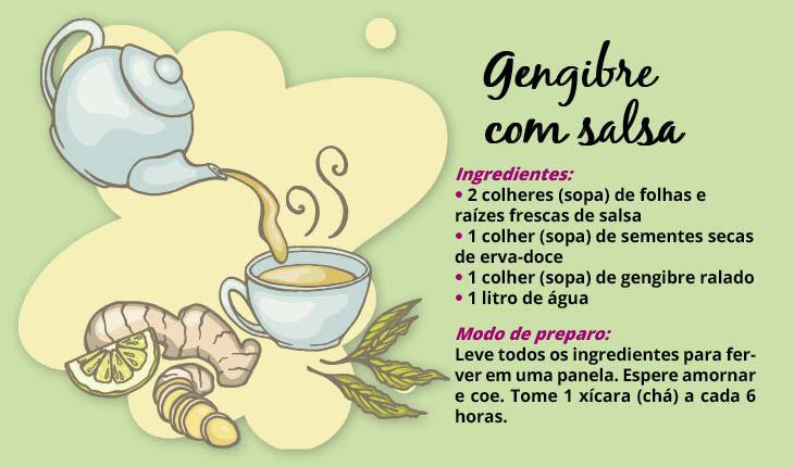 receita de chá com gengibre poderoso e outros ingredientes.