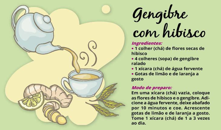 receita de chá com gengibre poderoso e outros ingredientes.