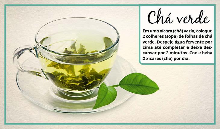 Fotomontagem com receita de remédio caseiro para rinite e sinusite com chá verde