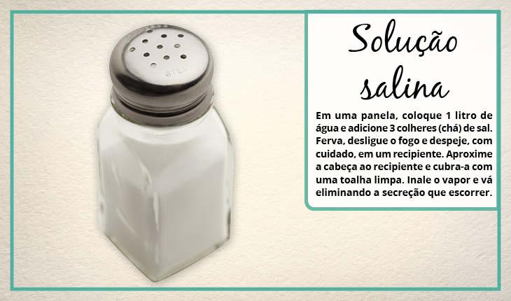 Fotomontagem com receita de remédio caseiro para rinite e sinusite de solução salina