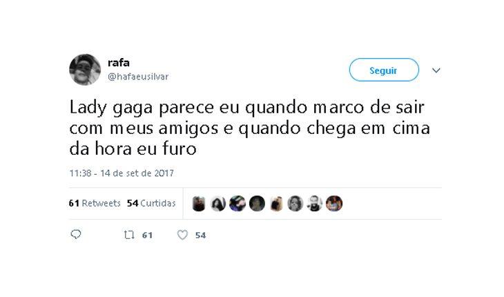Print de um tweet sobre lady gaga
