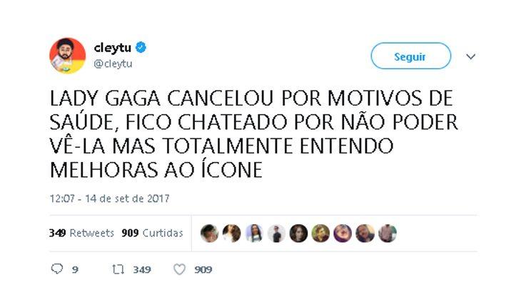 Print de um tweet sobre lady gaga