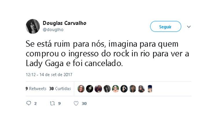 Print de um tweet sobre lady gaga