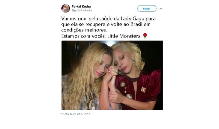 Print de um tweet sobre lady gaga
