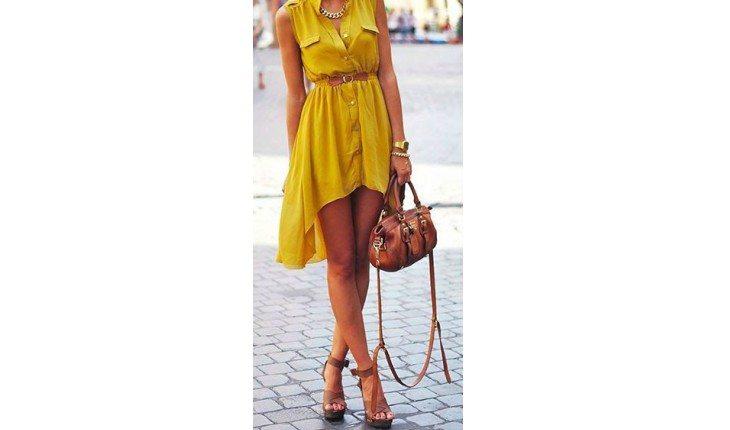 Vestido amarelo mullet.