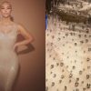 Kim Kardashian causou por surgir no tapete vermelho usando um vestido original de Marilyn Monroe