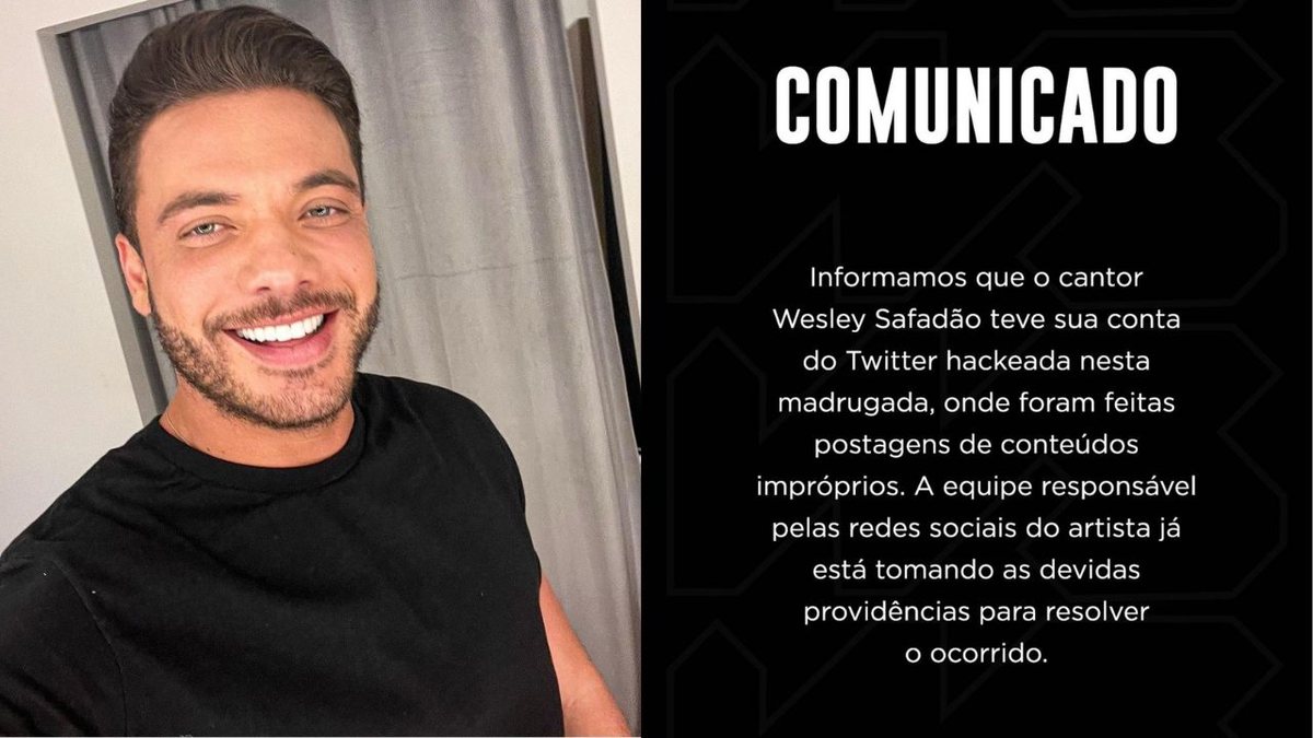 Durante o ataque, a conta de Wesley Safadão tuitou conteúdos racistas, pornográficos e homofóbicos